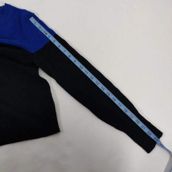EVERLANE Womens' Size S  Colorblock  100% Cashmere Pullover Sweater Black Blue - Picture 6 of 8